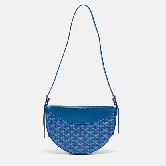 Goyard Blue Goyardine Coated Canvas And Leather Hirondelle Shoulder Bag - Picture 4 of 7